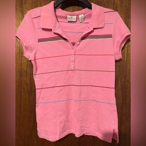 Aeropostale Women’s Pink Striped Polo Slim Fit Size Small Retro Y2K